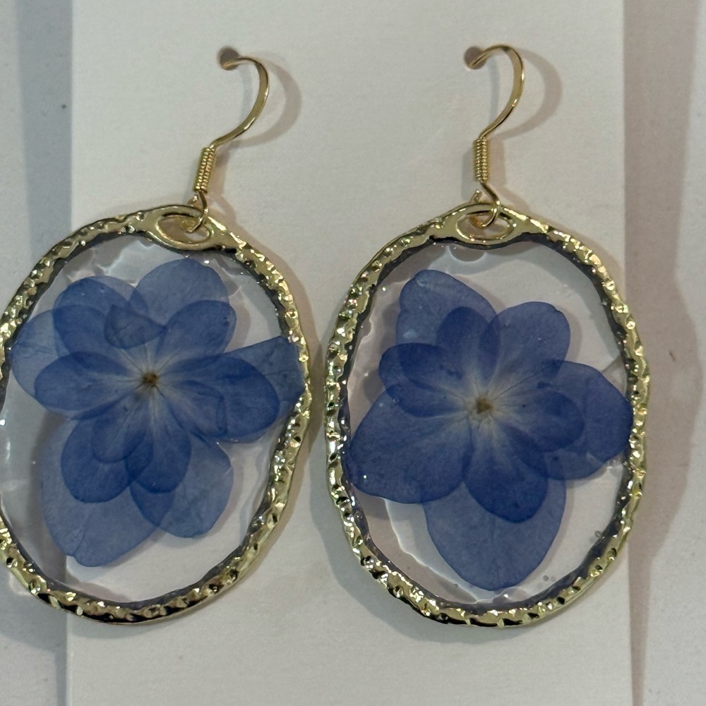 Elegant Handmade Violet Blue Floral Earrings